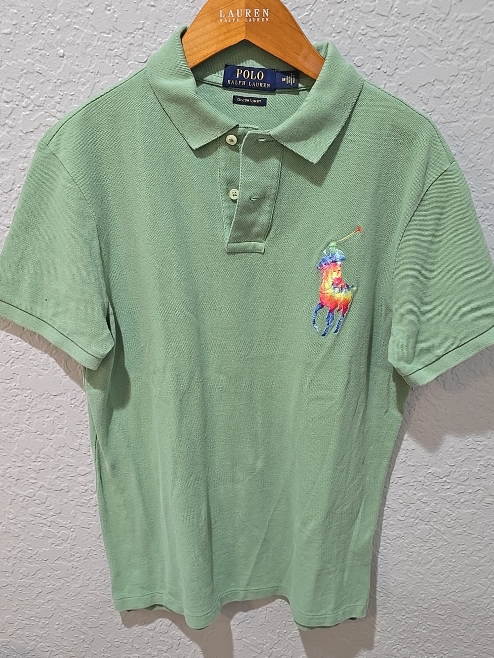 Polo by Ralph Lauren Light Green Polo with Multicolor Pony